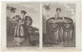 Habit of a Young Woman of Otaheite [Tahiti] Dancing  Habit of a Young Woman of Otaheite [Tahiti] bringing a Present